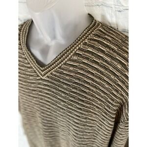 Vintage TAG Sport RL Men's L‎ Green str Woven Knit V Neck Pullover Sweater USA